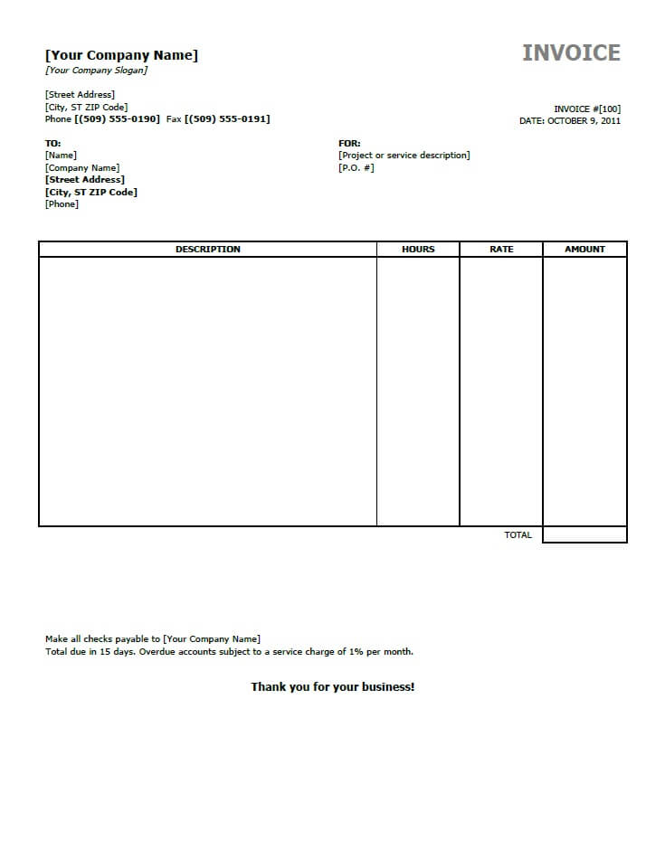 Free Invoice Templates For Word, Excel, Open Office InvoiceBerry
