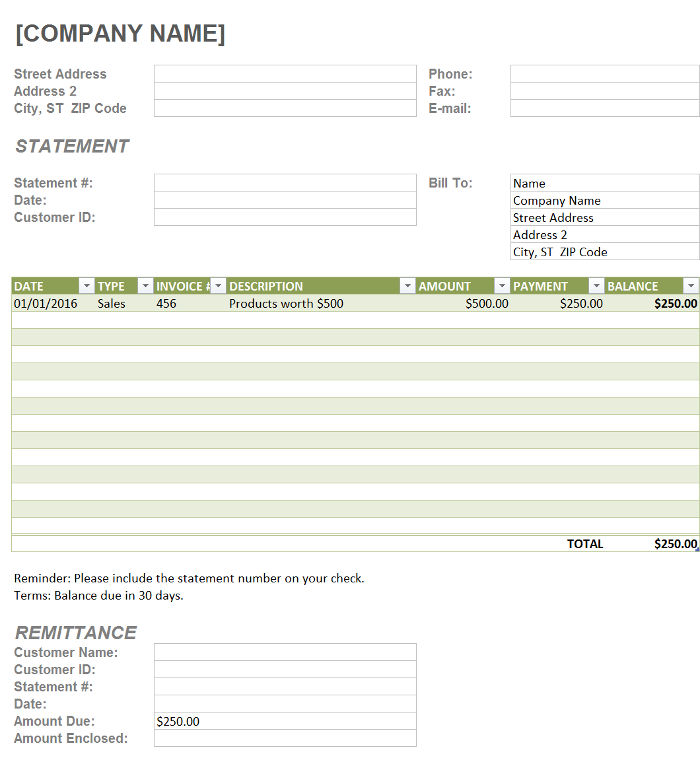 Free Billing Statement Templates InvoiceBerry