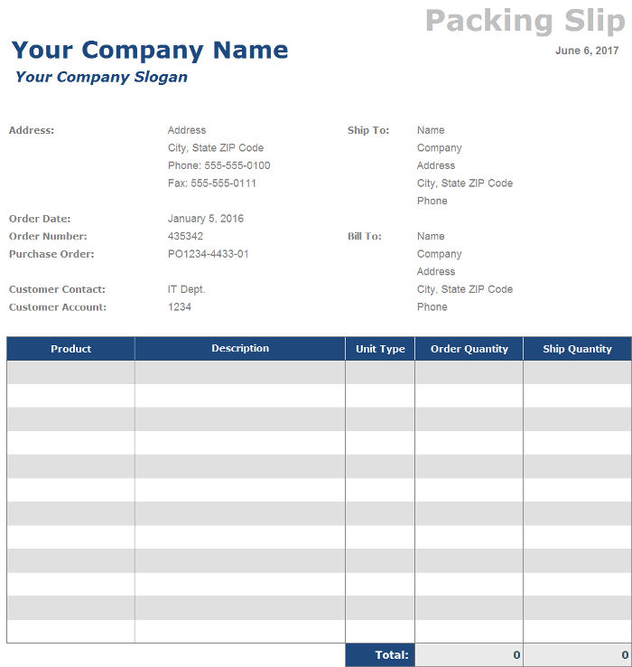 Free Packing Slip Templates InvoiceBerry