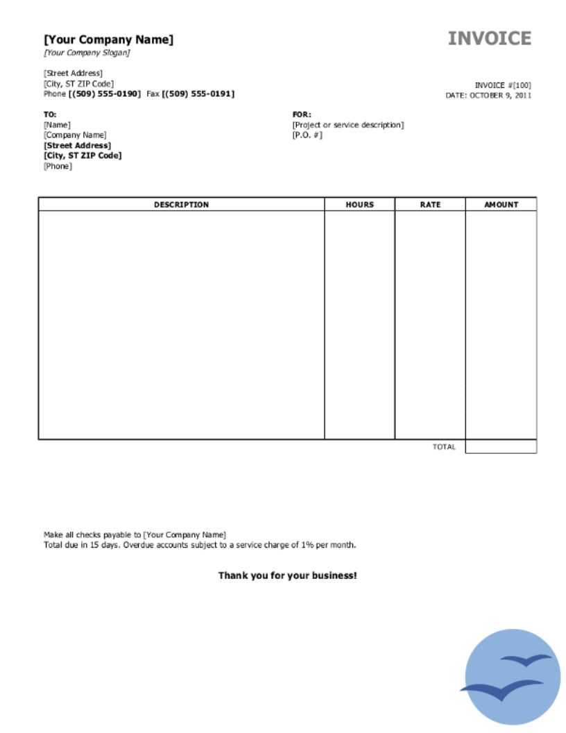 A5 Invoice Template