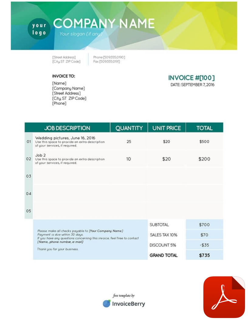 service invoice template pdf