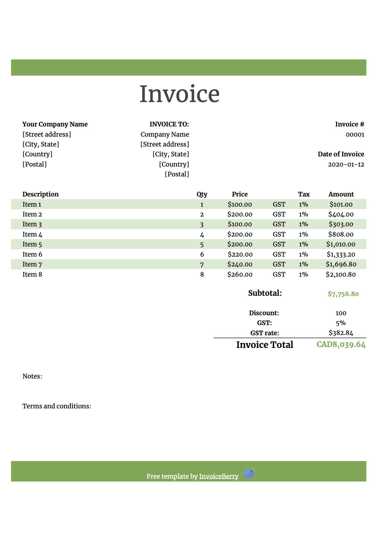 Invoice Template Excel Australia