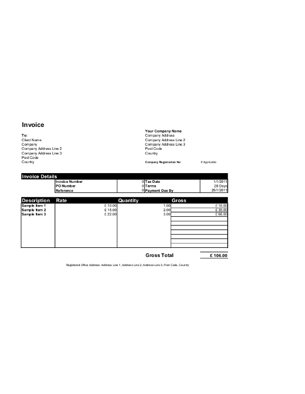 excel invoice template free download