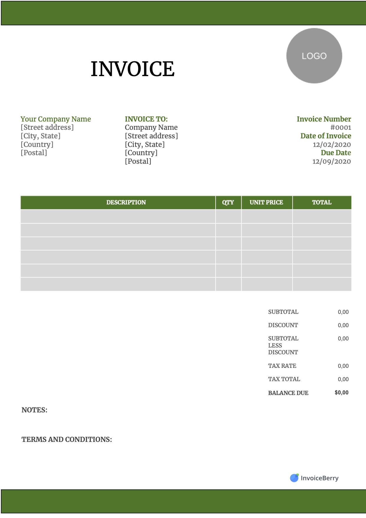 Free Google Docs Sheets Invoice Template Sample 10 Download InvoiceBerry